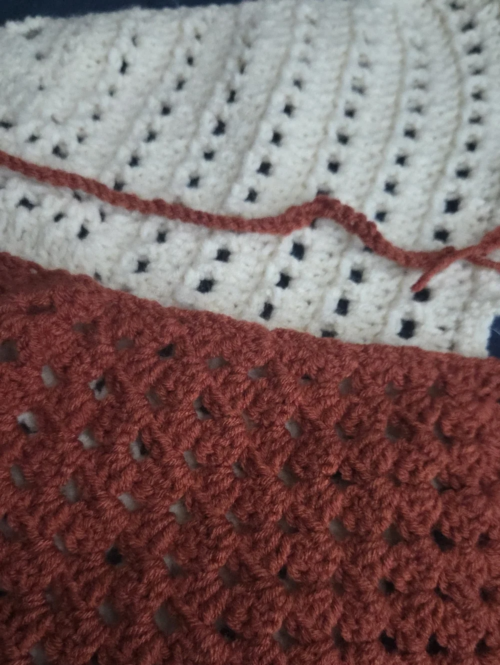 Women’s Boho Chic Crochet Hair Scarf Cream And Rust  Set Of 2 NWOT